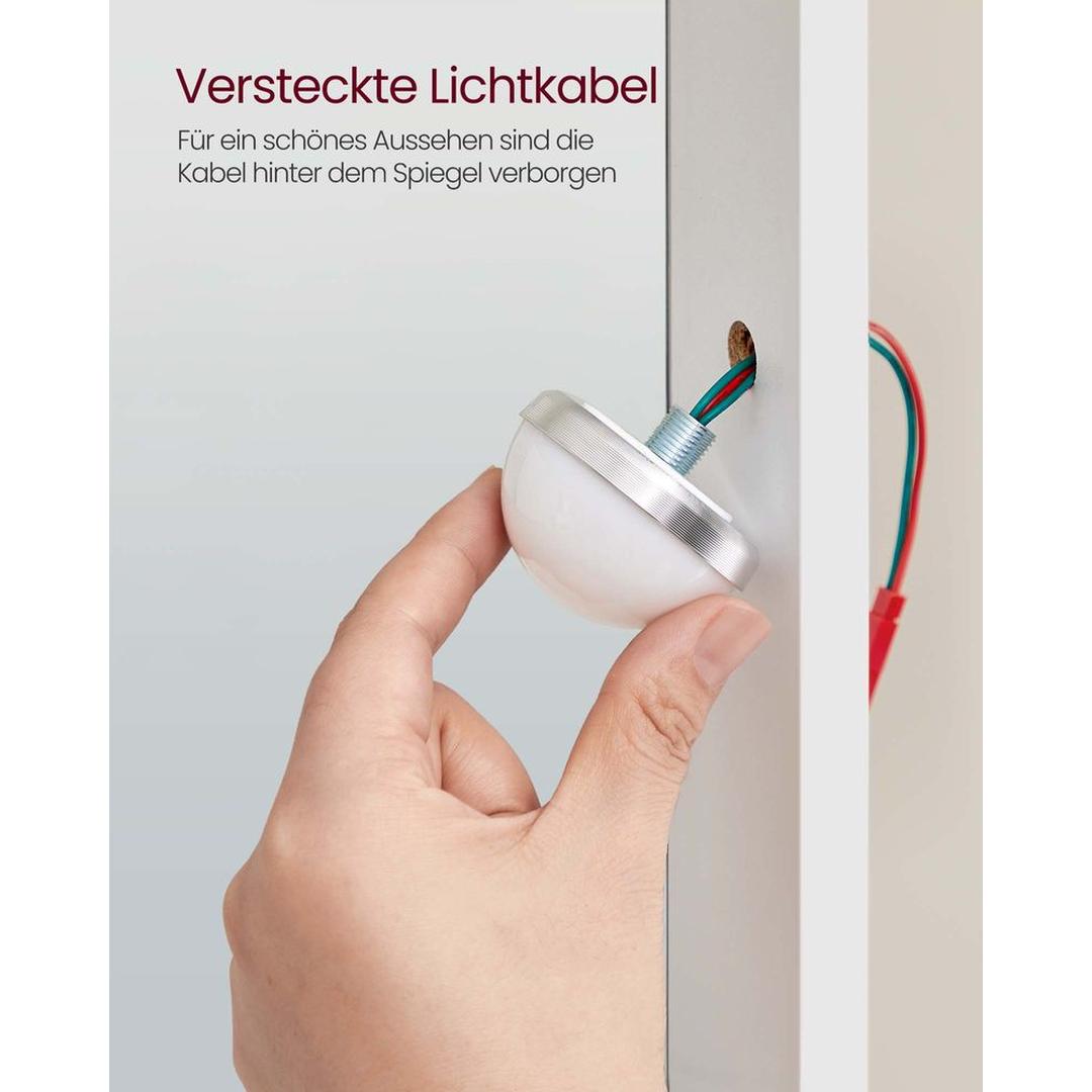 Kaptafel met LED-verlichting – Moderne Make-uptafel in Wit met Spiegel en Kantelbeveiliging