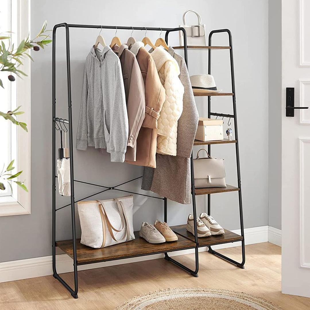 Vrijstaande Kapstok met 6 Haken – Staand Kledingrek voor Jassen, Tassen en Accessoires
