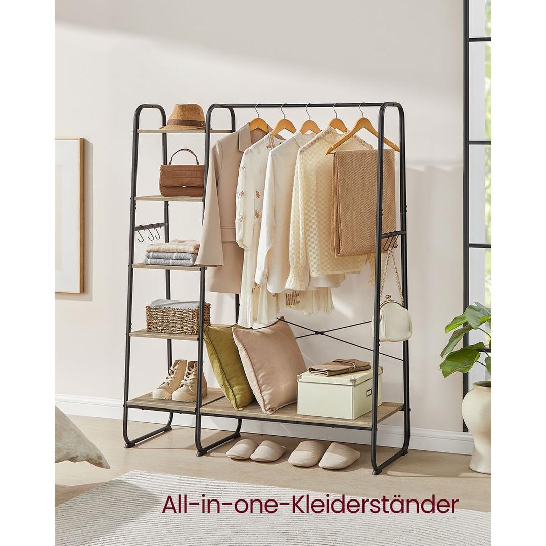 Vrijstaande Kapstok met 6 Haken – Staand Kledingrek voor Jassen, Tassen en Accessoires