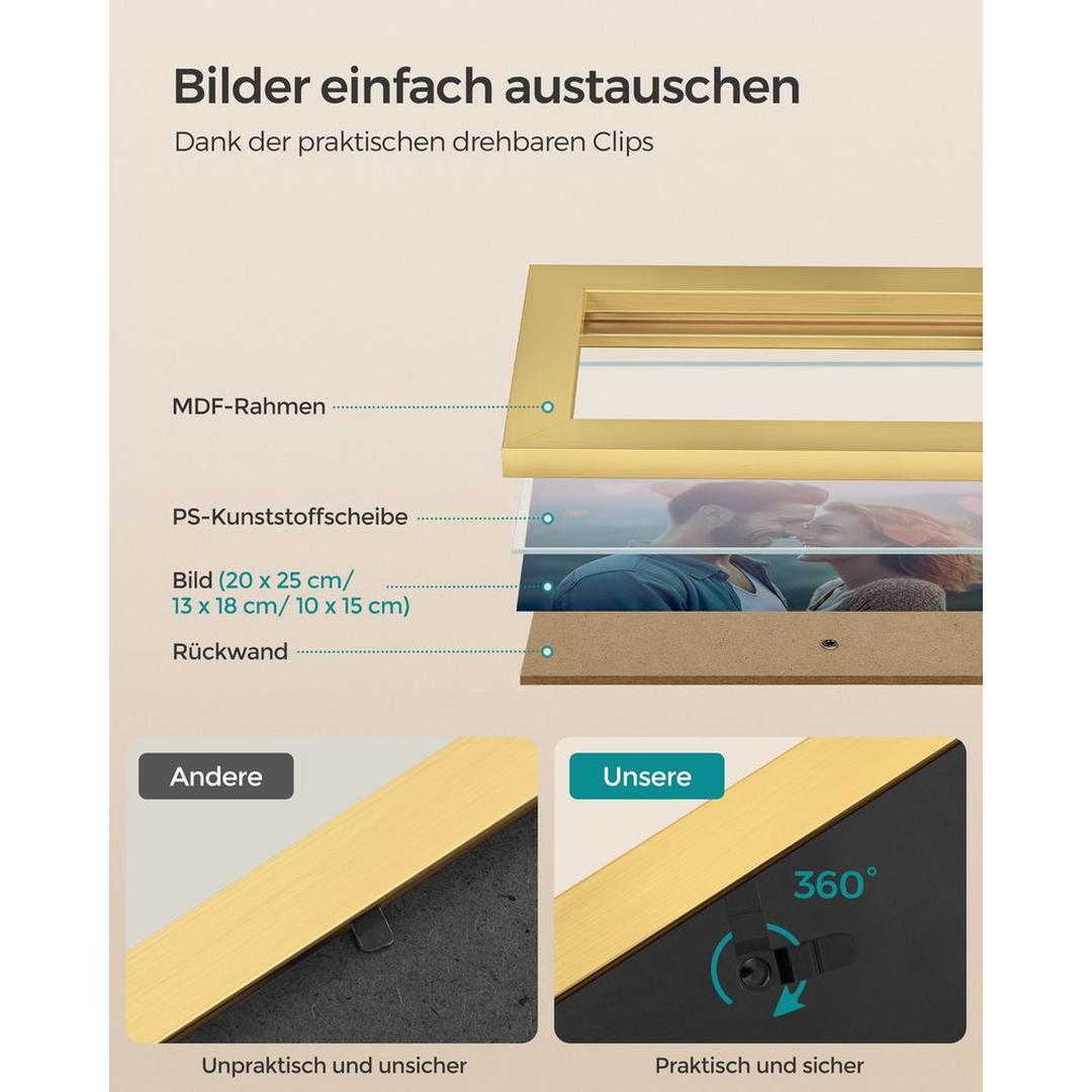 Fotolijsten Set van 10 – Zwarte Bilderframes voor Wand of Tafel met Verschillende Formaten