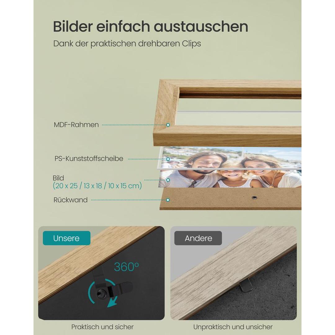 Fotolijsten Set van 10 – Zwarte Bilderframes voor Wand of Tafel met Verschillende Formaten