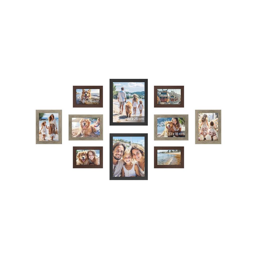 Fotolijsten Set van 10 – Zwarte Bilderframes voor Wand of Tafel met Verschillende Formaten