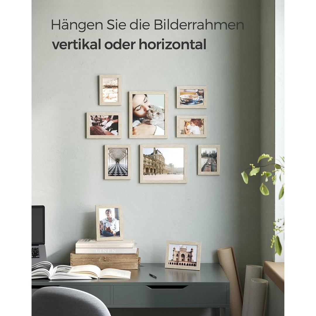 Fotolijsten Set van 10 – Zwarte Bilderframes voor Wand of Tafel met Verschillende Formaten