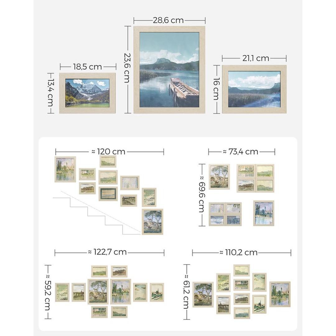 Fotolijsten Set van 10 – Zwarte Bilderframes voor Wand of Tafel met Verschillende Formaten