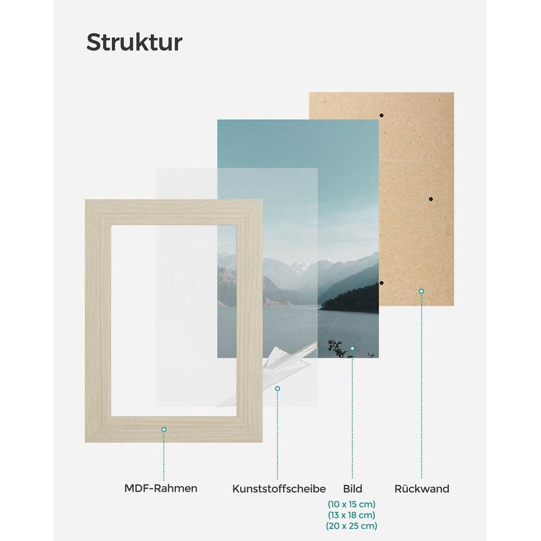 Fotolijsten Set van 10 – Zwarte Bilderframes voor Wand of Tafel met Verschillende Formaten