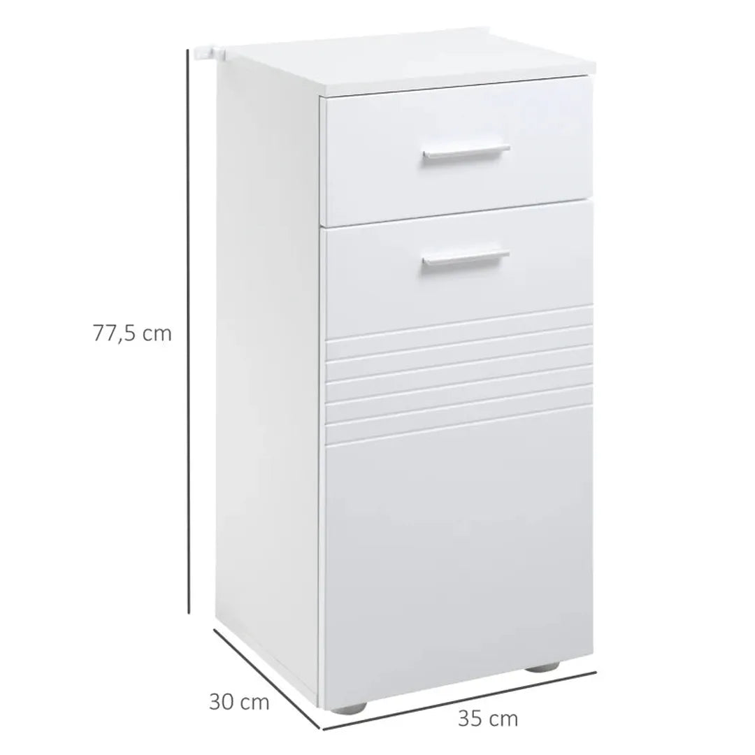 Bamboe badkamerkast met lamellen deuren – 2 planken en 1 kast – natuurlijk – 50 x 29 x 92 cm