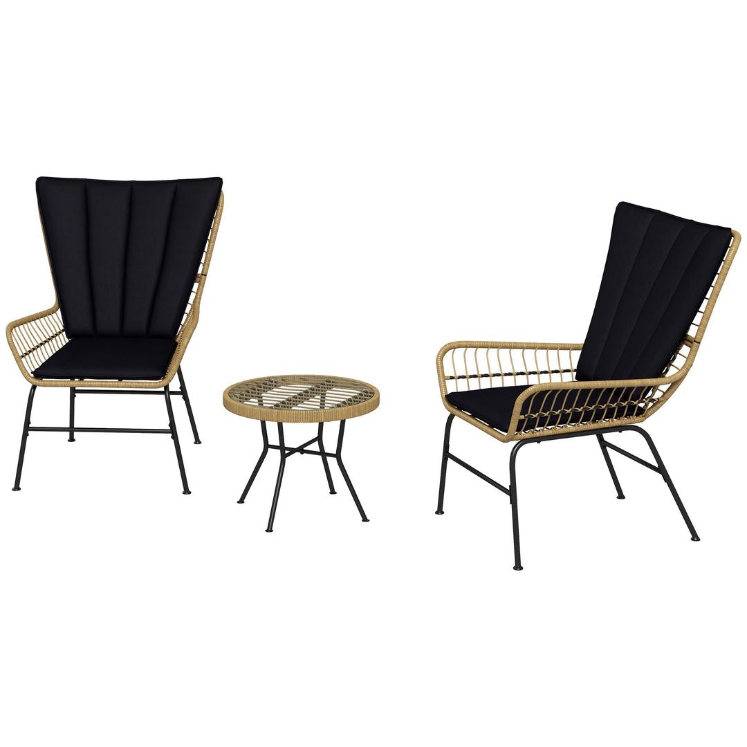 Outsunny 3-delige bistroset in boho stijl – 2 stoelen 76 x 66 x 96 cm en tafel 52 x 52 x 40 cm – PE rattan