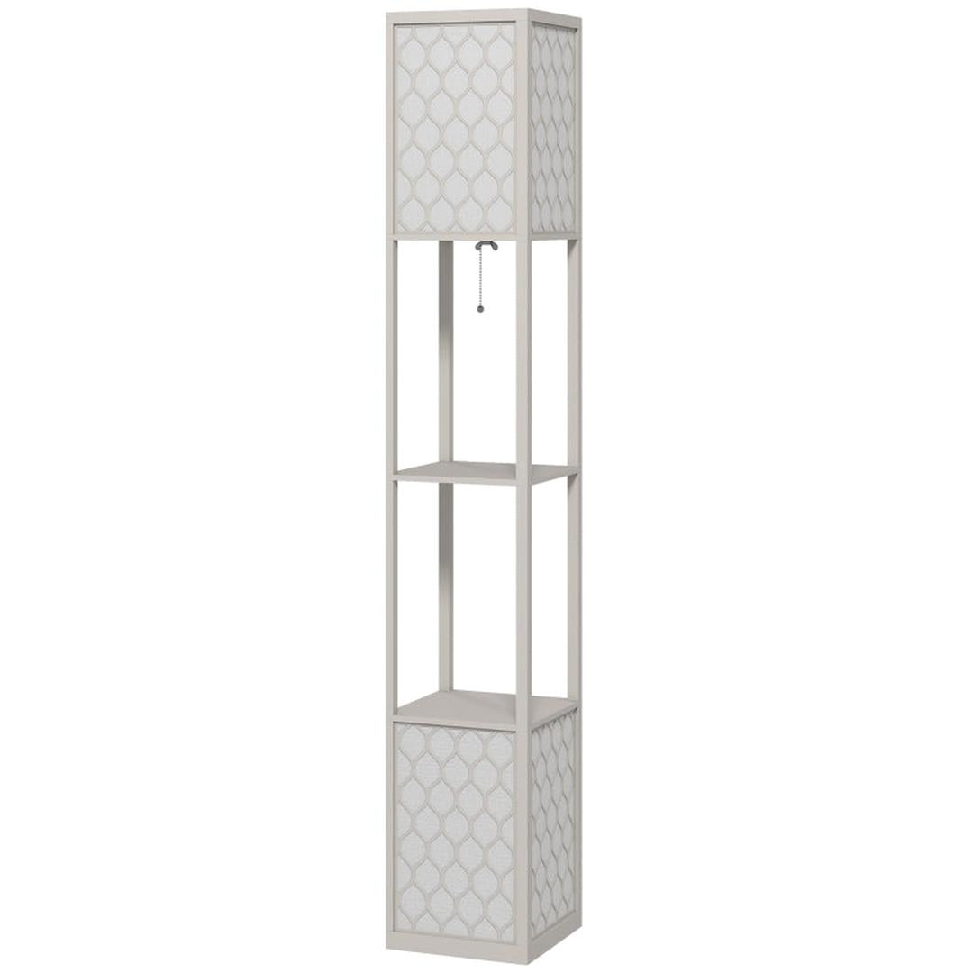 Staande lamp met 2 planken – modern design – trekschakelaar – 26 x 26 x 156 cm
