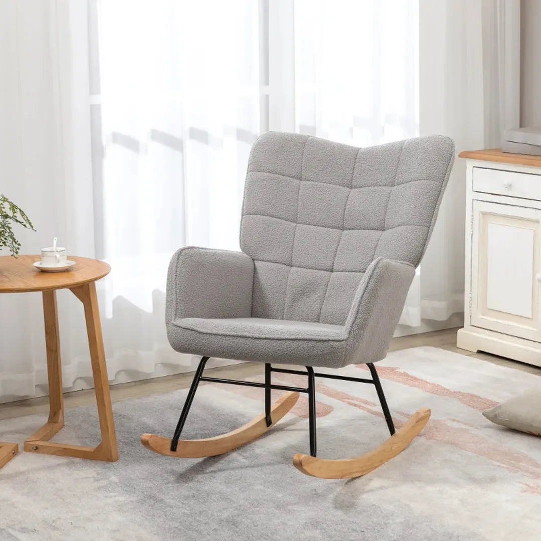 Schommelstoel van massief hout – fauteuil – 98 x 71 x 101 cm – natuurlijk hout