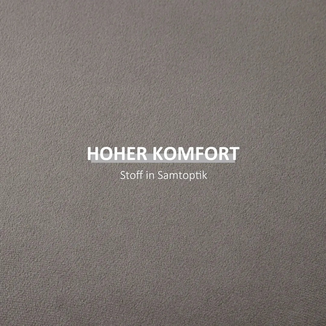 Poef – Moderne Voetenbank – Donkergrijs met Bruin – Stoffen Bekleding en Houten Poten