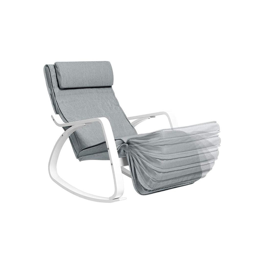 Grijze Schommelstoel met Voetensteun – Comfortabele Relaxstoel voor Woonkamer of Leeshoek