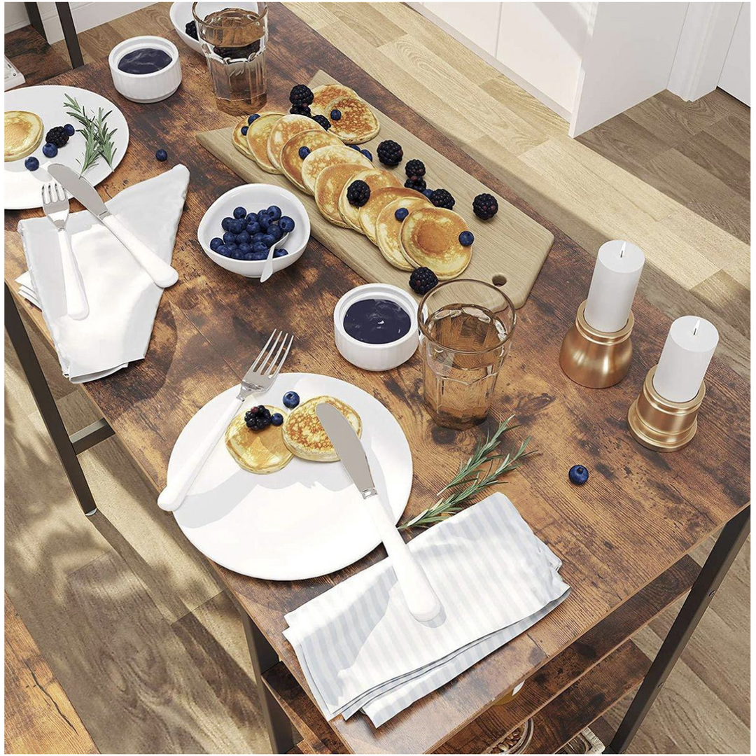 Bartafel met 3 Planken – Houten Statafel in Bruin/Zwart, 109 × 60 × 100 cm