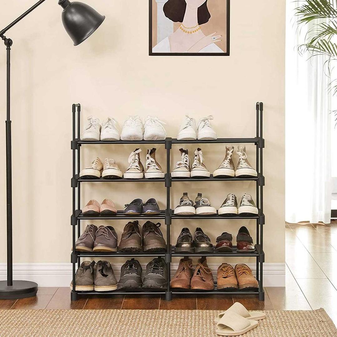 Schoenenrek met 10 Planken – Verstelbaar en Stapelbaar Opbergrek voor Schoenen met Metalen Frame