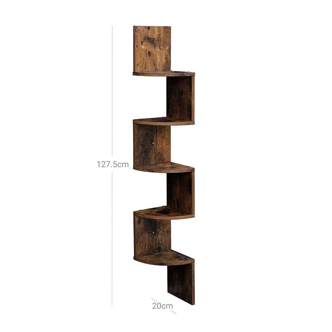 Zwevend Hoekwandrek in Houtlook – Ruimtebesparende Wandplank voor Woonkamer, Keuken of Slaapkamer