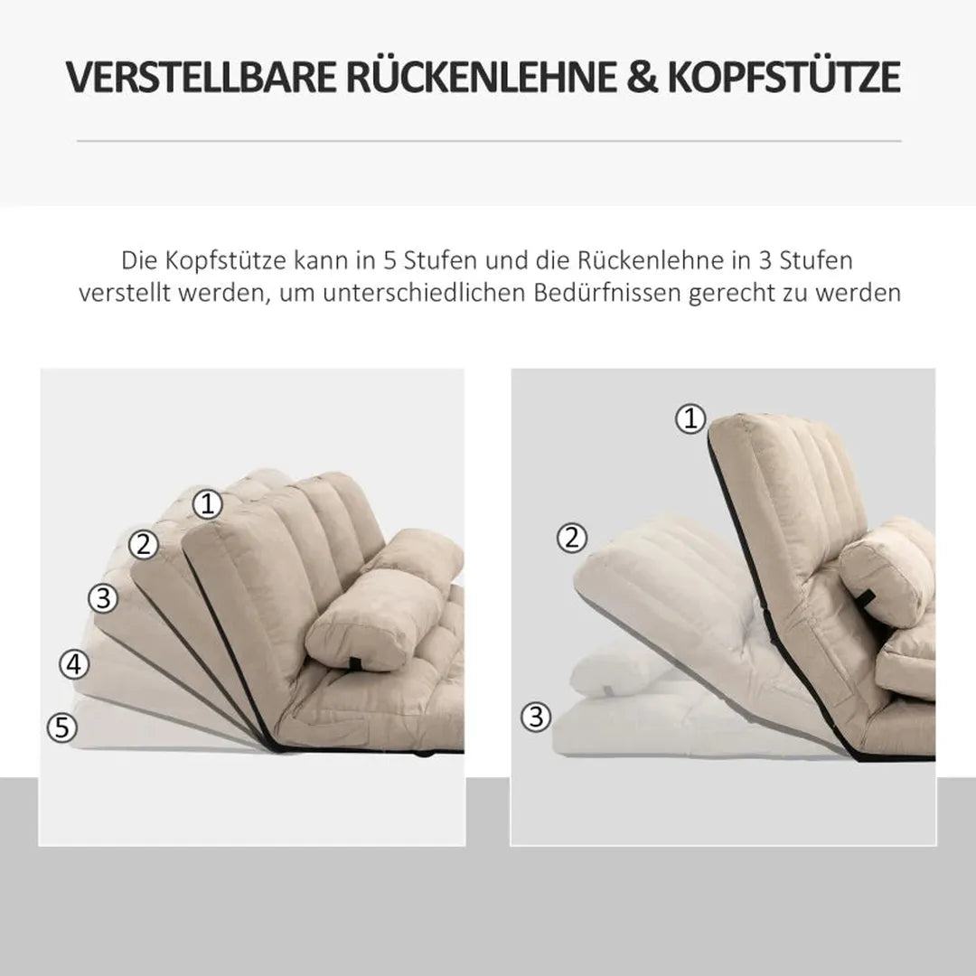Slaapbank – Opvouwbaar Bodemsofa met Verstelbare Rugleuning – 102 x 73 x 60 cm – Blauw