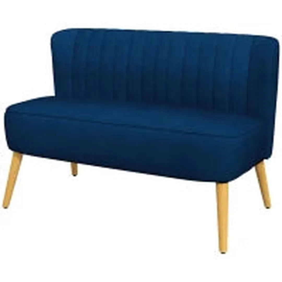 2-zits stoffen bank – gestoffeerd met fluweelachtig polyester – donker groen – houtframe – 117 x 56,5 x 77 cm