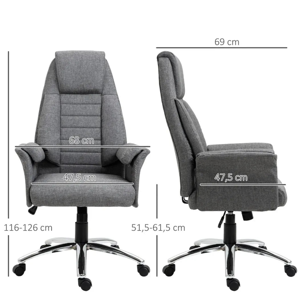 Bureaustoel met massagefunctie – gaming- en kantoorstoel – polyester en schuim – nylon onderstel – zwart