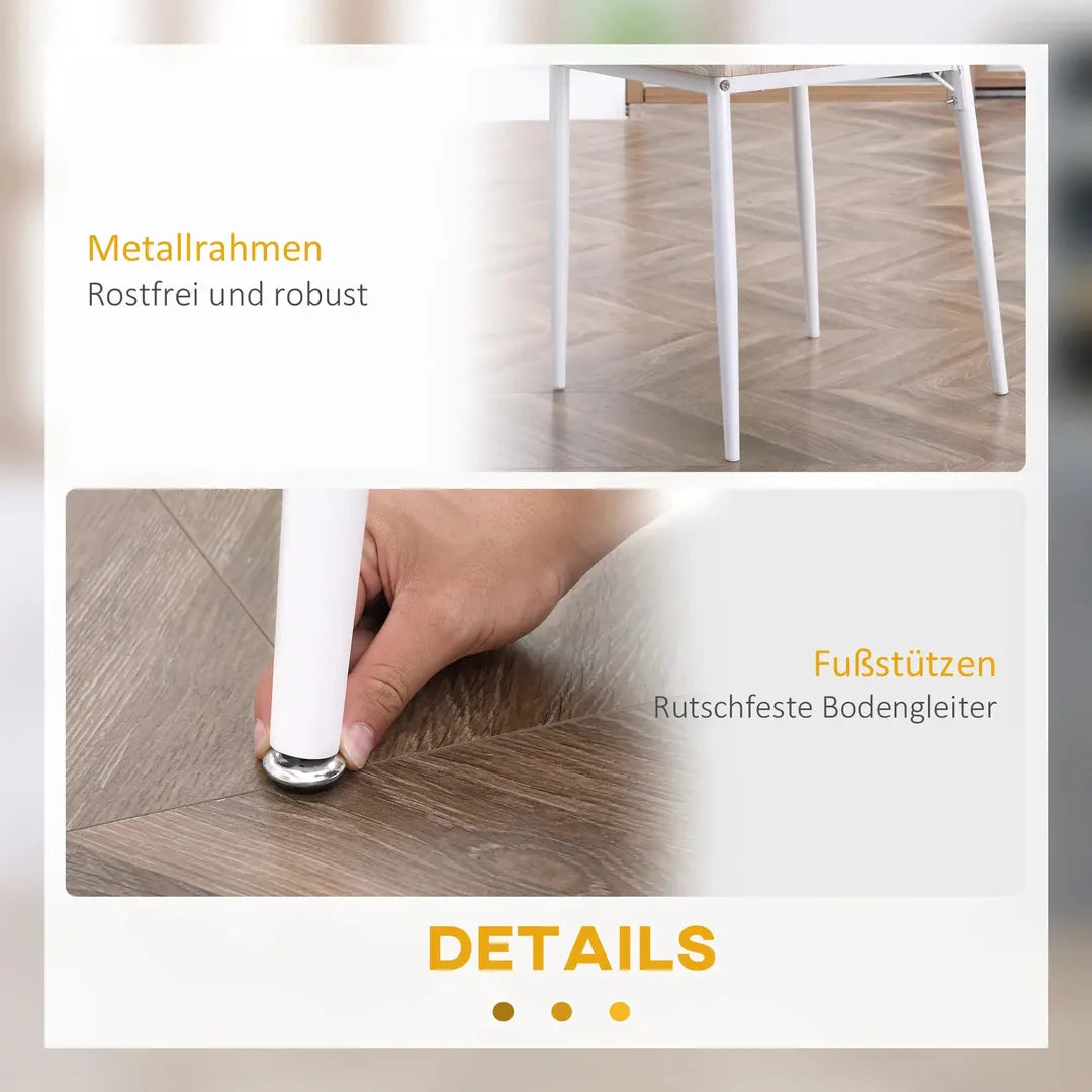 Eettafelset voor 2 Personen – 1 Tafel, 2 Stoelen van Grenenhout – Wit en Grijs