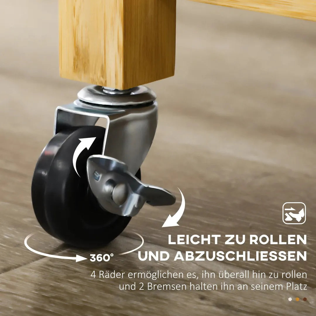 Keukentrolley met 1 Kruidenrek en 1 Handdoekhouder – 109 x 40 x 89 cm, Witte Servierwagen op Wielen