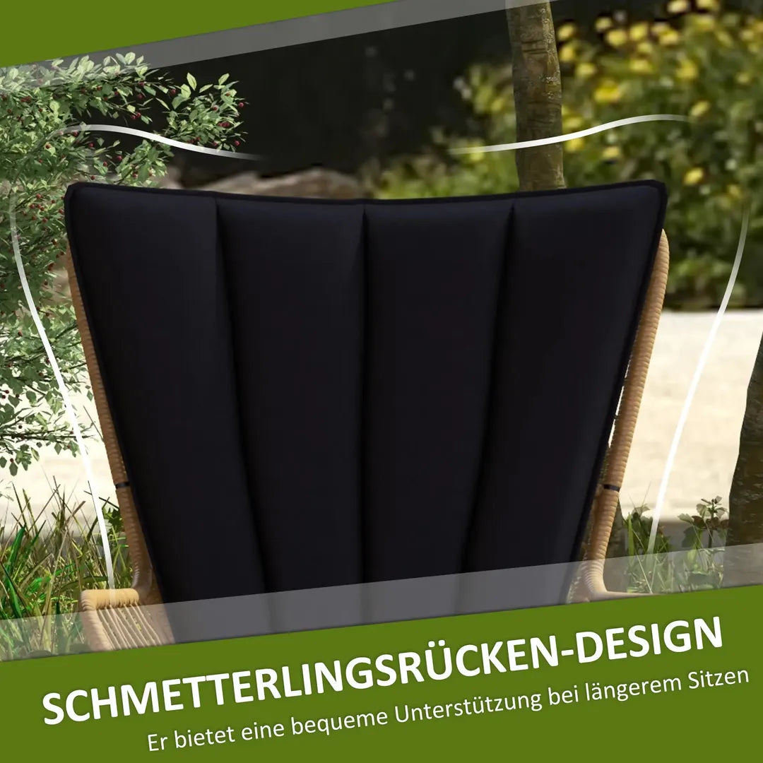 Outsunny 3-delige bistroset in boho stijl – 2 stoelen 76 x 66 x 96 cm en tafel 52 x 52 x 40 cm – PE rattan