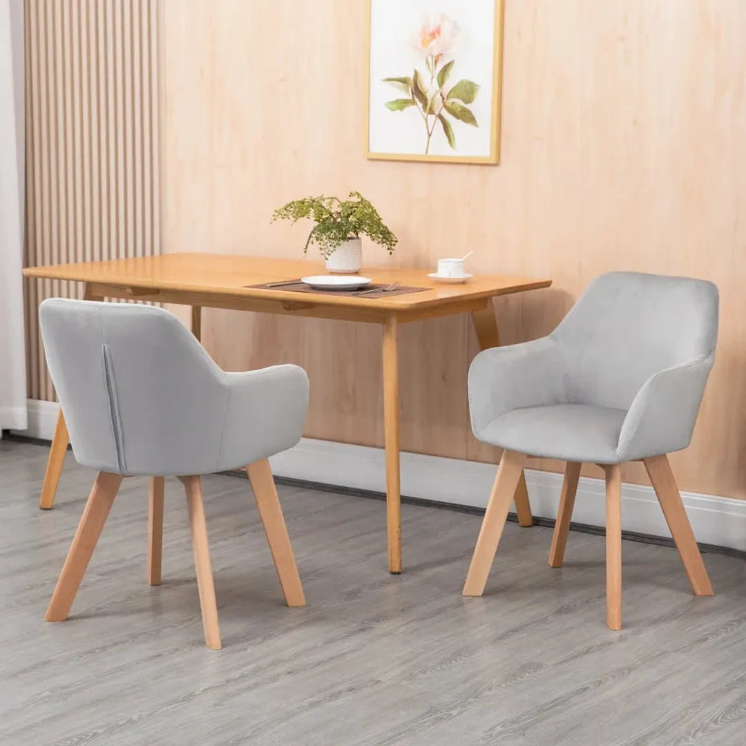 Set van 2 eetkamerstoelen – fluwelen look – houten poten – 54 x 57 x 80 cm