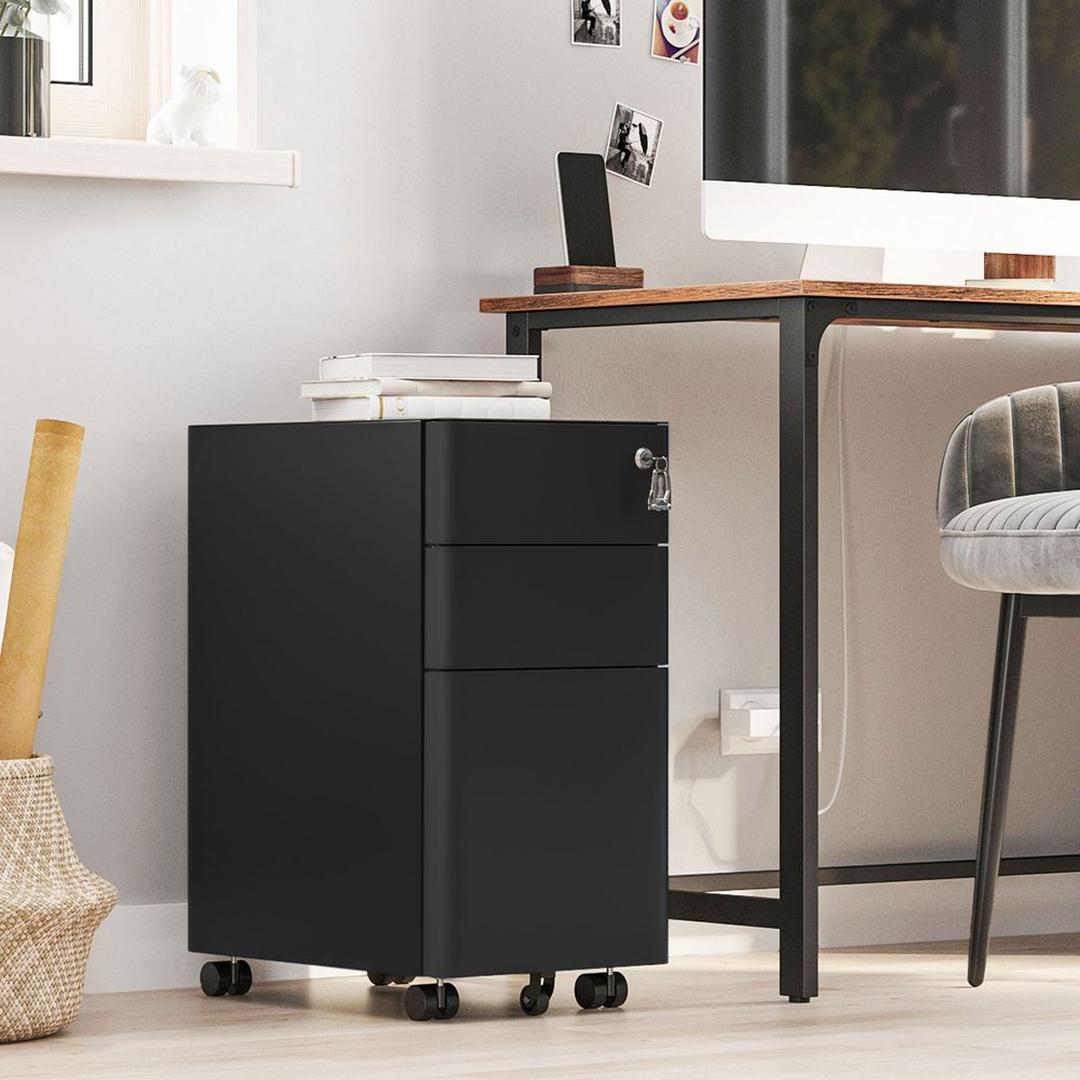 Verrijdbare Kantoorkast met Slot – Afsluitbare Opbergkast op Wielen voor Thuis en Kantoor