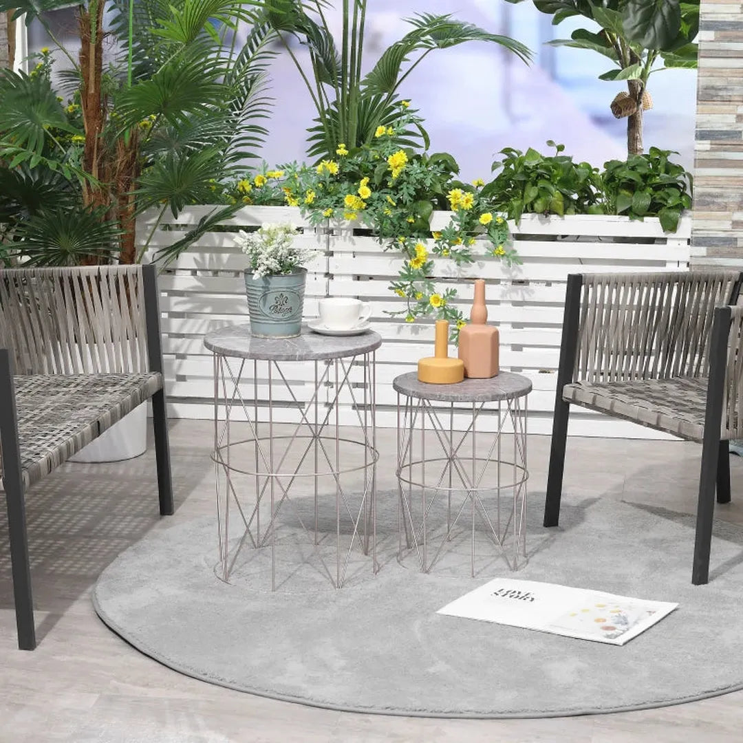 Bijzettafels Set van 2 – Stapelbaar met Opbergruimte – Scandinavisch Design – Zwart