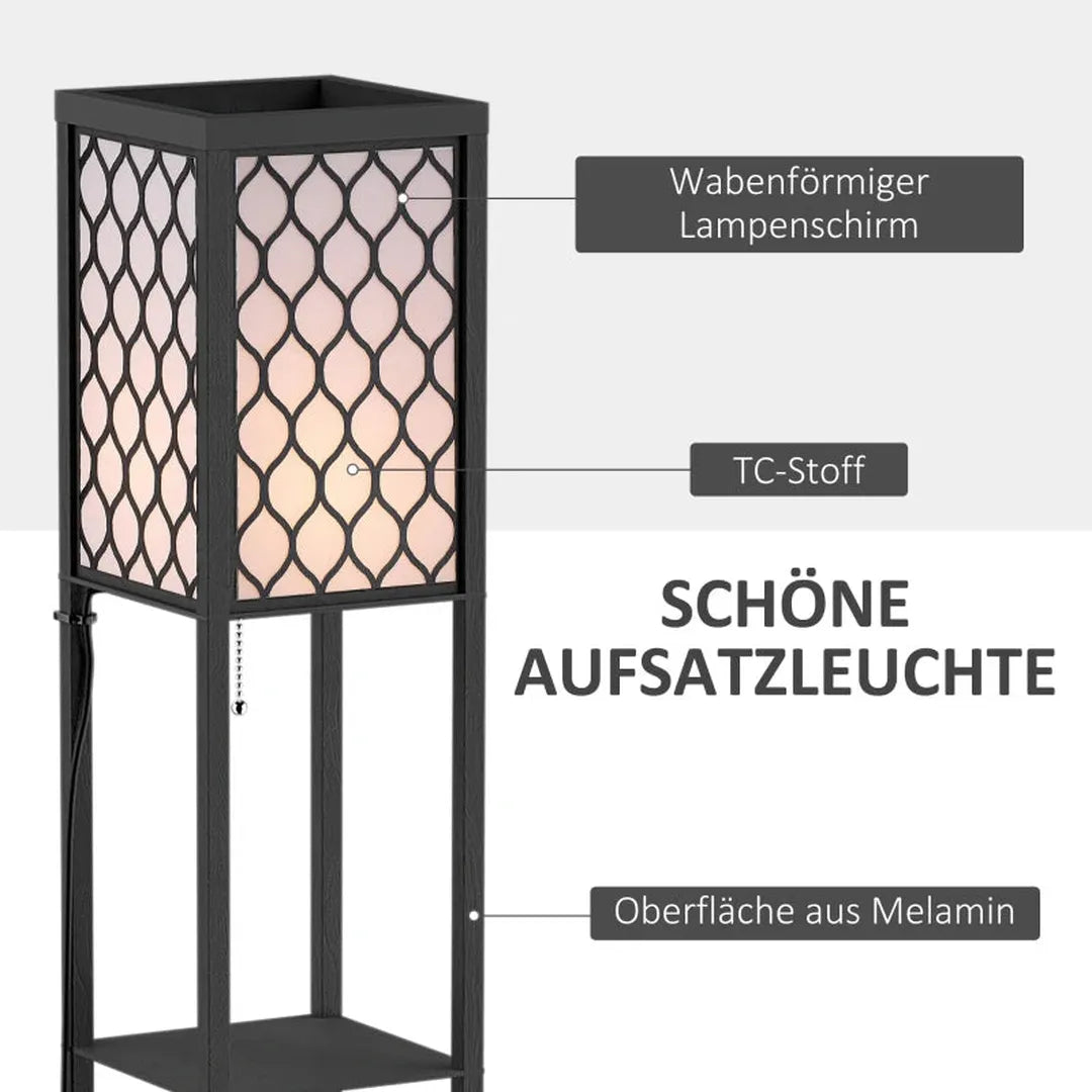 Vloerlamp met plank – staande lamp met E27 fitting – geschikt voor woonkamer en slaapkamer – exclusief lamp