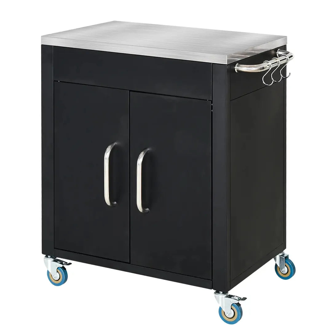 Keukentrolley met 1 Kruidenrek en 1 Handdoekhouder – 109 x 40 x 89 cm, Witte Servierwagen op Wielen
