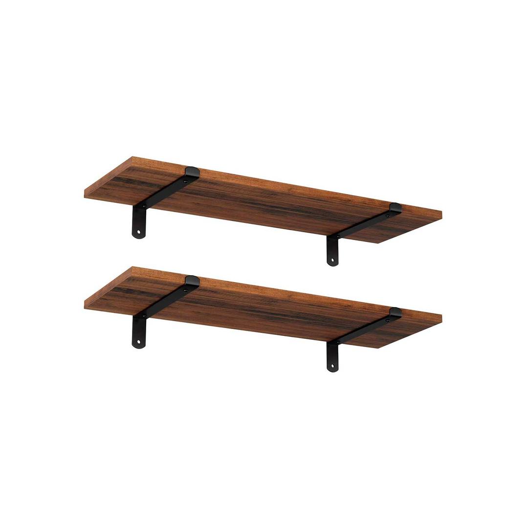 Set van 2 Houten Wandplanken – 60 × 20 × 7 cm – Retro Wandrekken met Max. 15 kg Draagvermogen per Plank