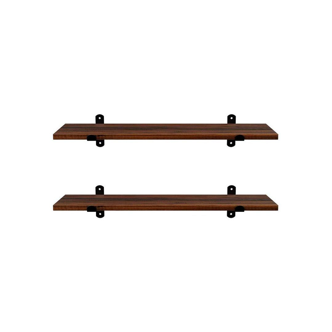 Set van 2 Houten Wandplanken – 60 × 20 × 7 cm – Retro Wandrekken met Max. 15 kg Draagvermogen per Plank