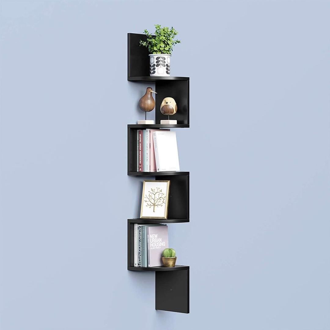 Zwevend Hoekwandrek in Houtlook – Ruimtebesparende Wandplank voor Woonkamer, Keuken of Slaapkamer