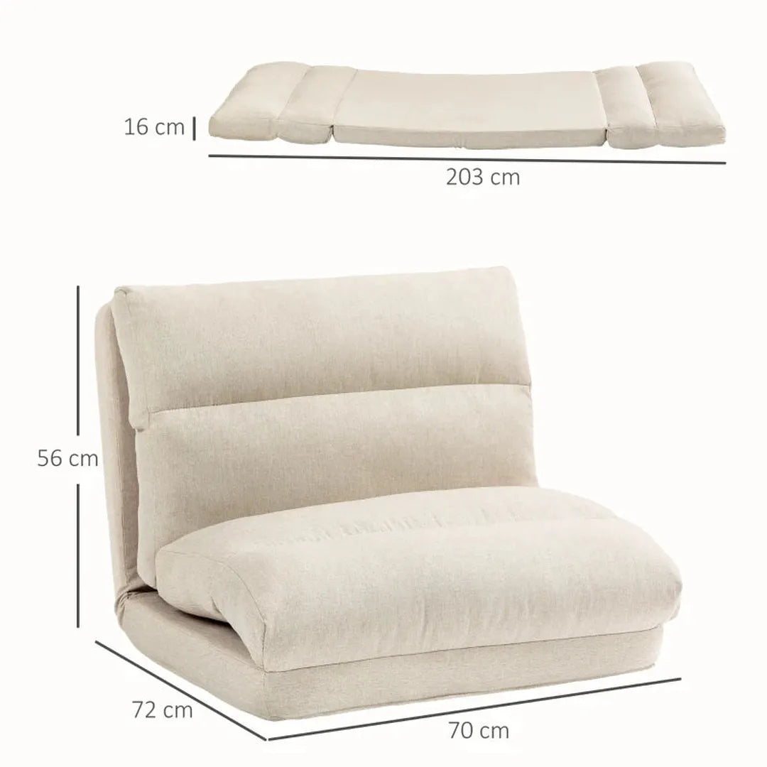 Slaapstoel met vouwbaar ligbed – Met verstelbare rugleuning – Beige – 70x72x56 cm – Draagvermogen 120 kg