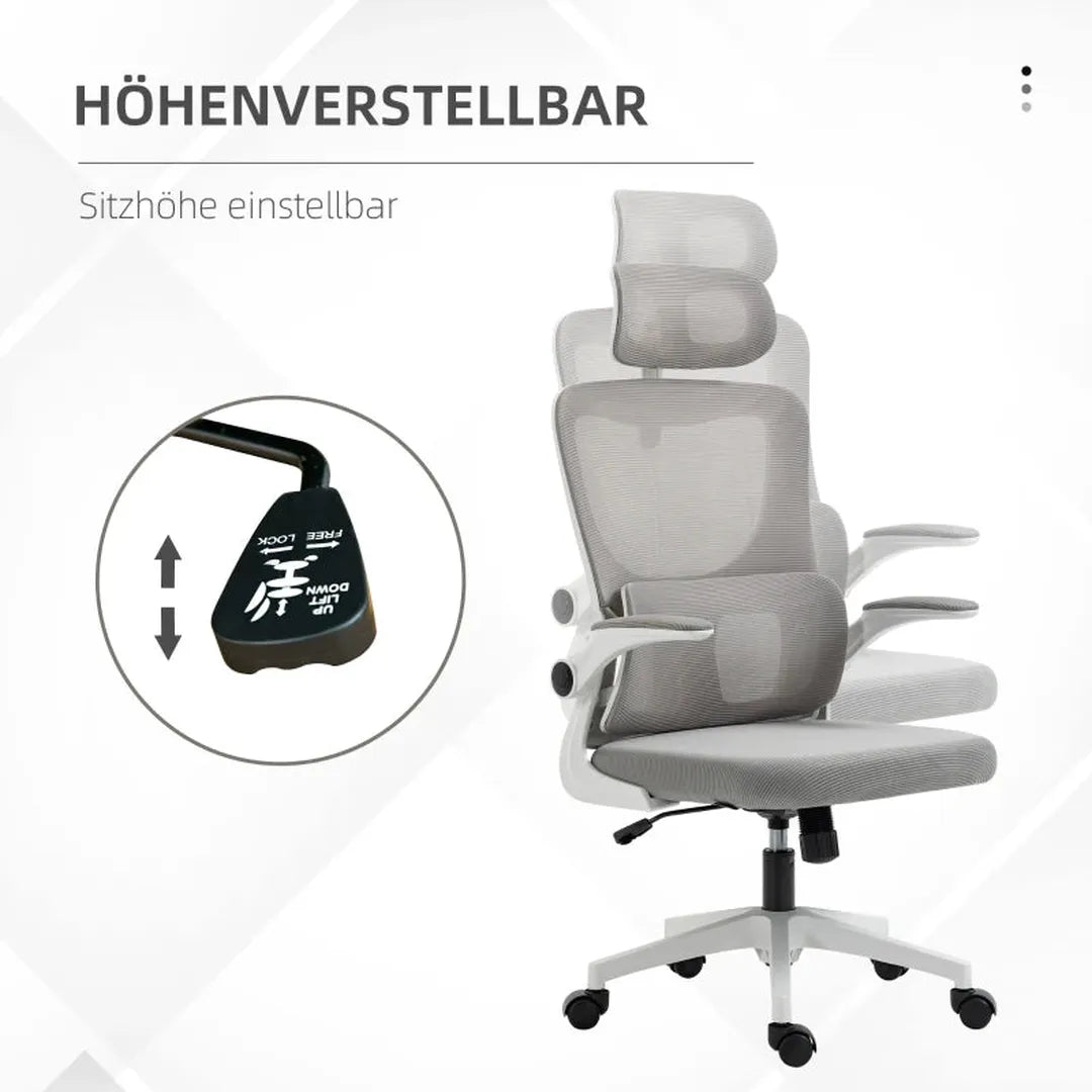 Bureaustoel verstelbaar in hoogte – met hoofdsteun – 60 x 61 x 121,5 cm – zwart
