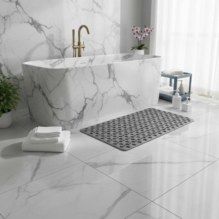 Alddal douchemat in blauw van pvc with tpe content – duurzaam, waterafstotend, and long-lasting – in een woonkamer