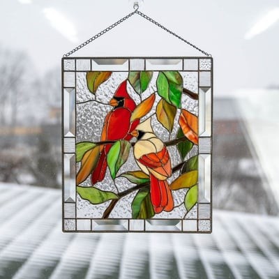 Alvik wanddecoratie van acrylglas met acryldruk, metalen ophangketting – zijaanzicht