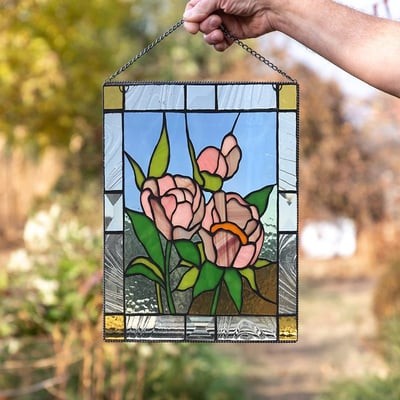 Alvik wanddecoratie van acrylglas met acryldruk, metalen ophangketting – in gebruik