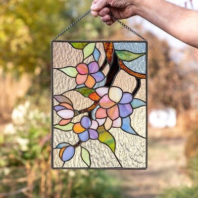 Alvik wanddecoratie van acrylglas met acryldruk, metalen ophangketting – van bovenaf gezien