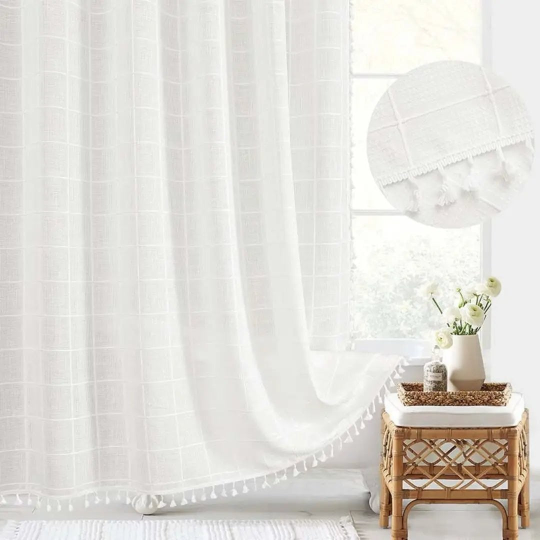 Arnvik product in bruin checked van high-quality linnen with jacquard weave – sfeerbeeld in huis