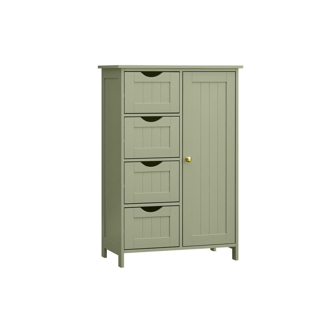 Badkamerkast – ladekast met deur en lades – hout – wit – 55×30×82 cm