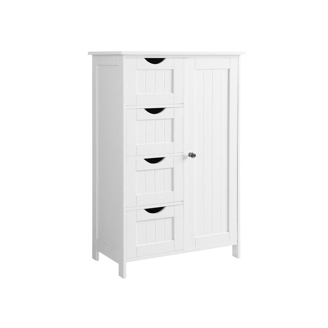 Badkamerkast – ladekast met deur en lades – hout – wit – 55×30×82 cm