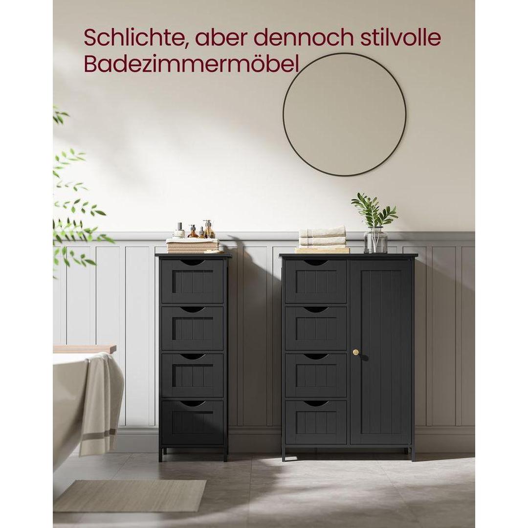 Badkamerkast – ladekast met deur en lades – hout – wit – 55×30×82 cm