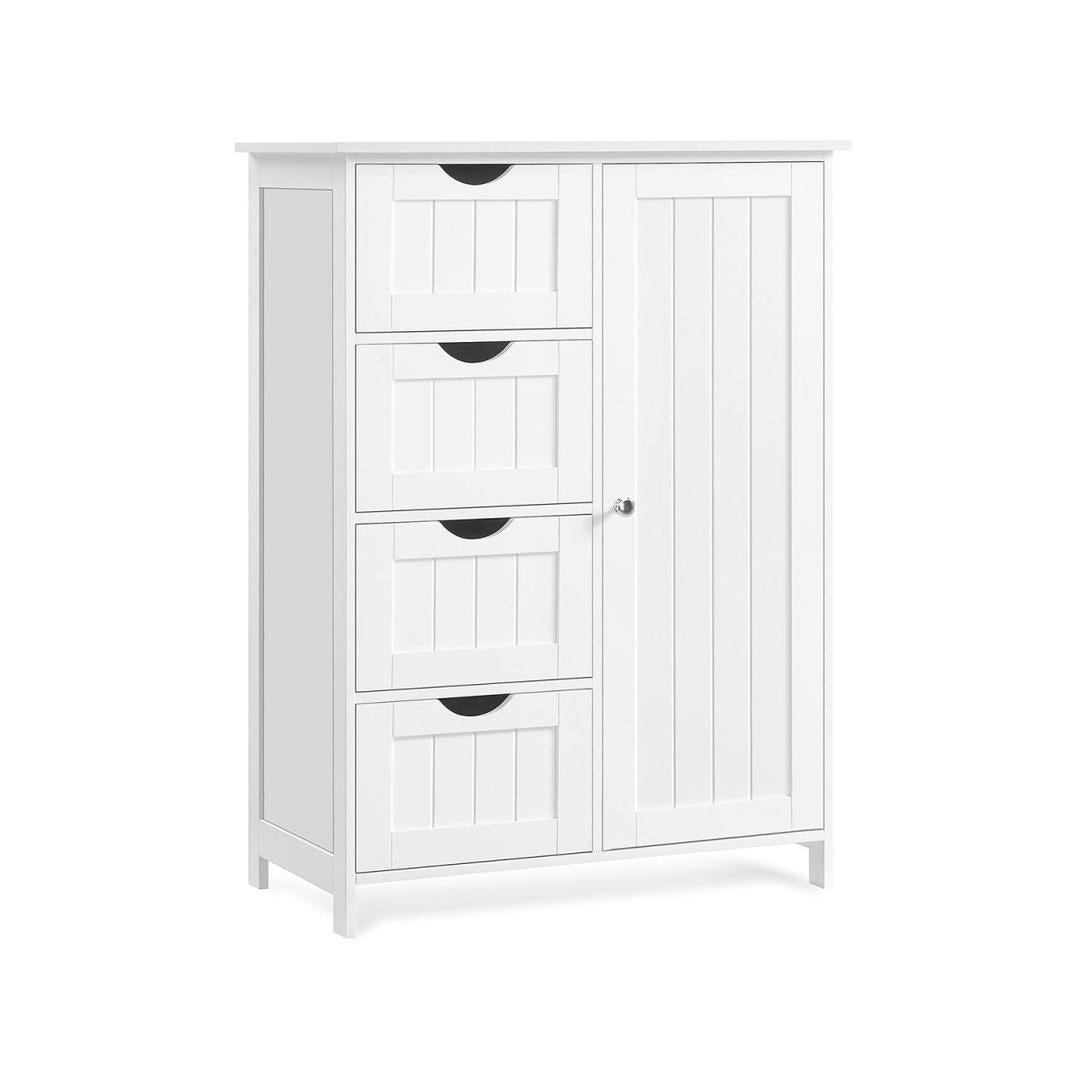Badkamerkast – ladekast met deur en lades – hout – wit – 55×30×82 cm
