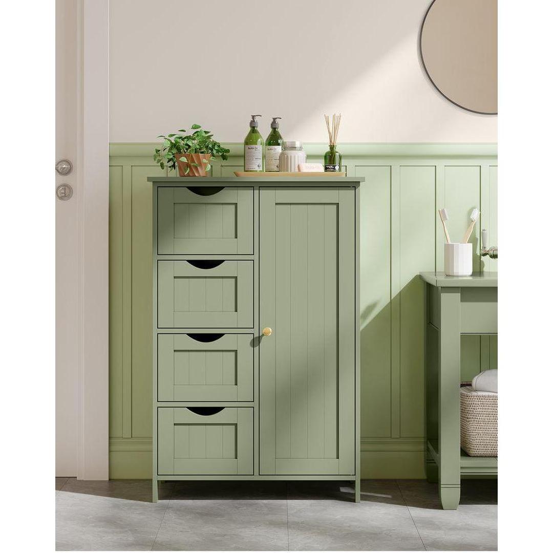 Badkamerkast – ladekast met deur en lades – hout – wit – 55×30×82 cm