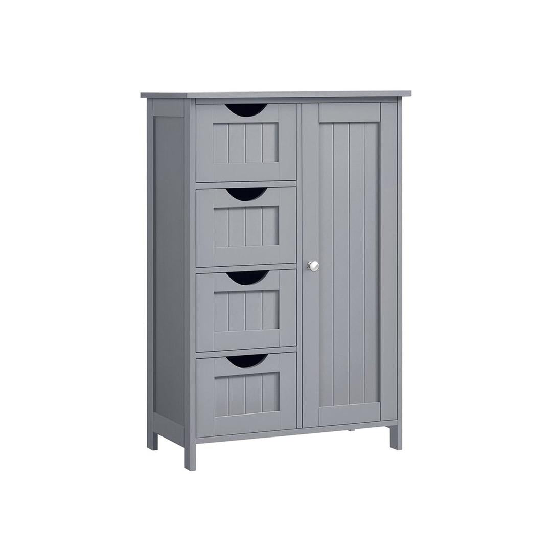 Badkamerkast – ladekast met deur en lades – hout – wit – 55×30×82 cm