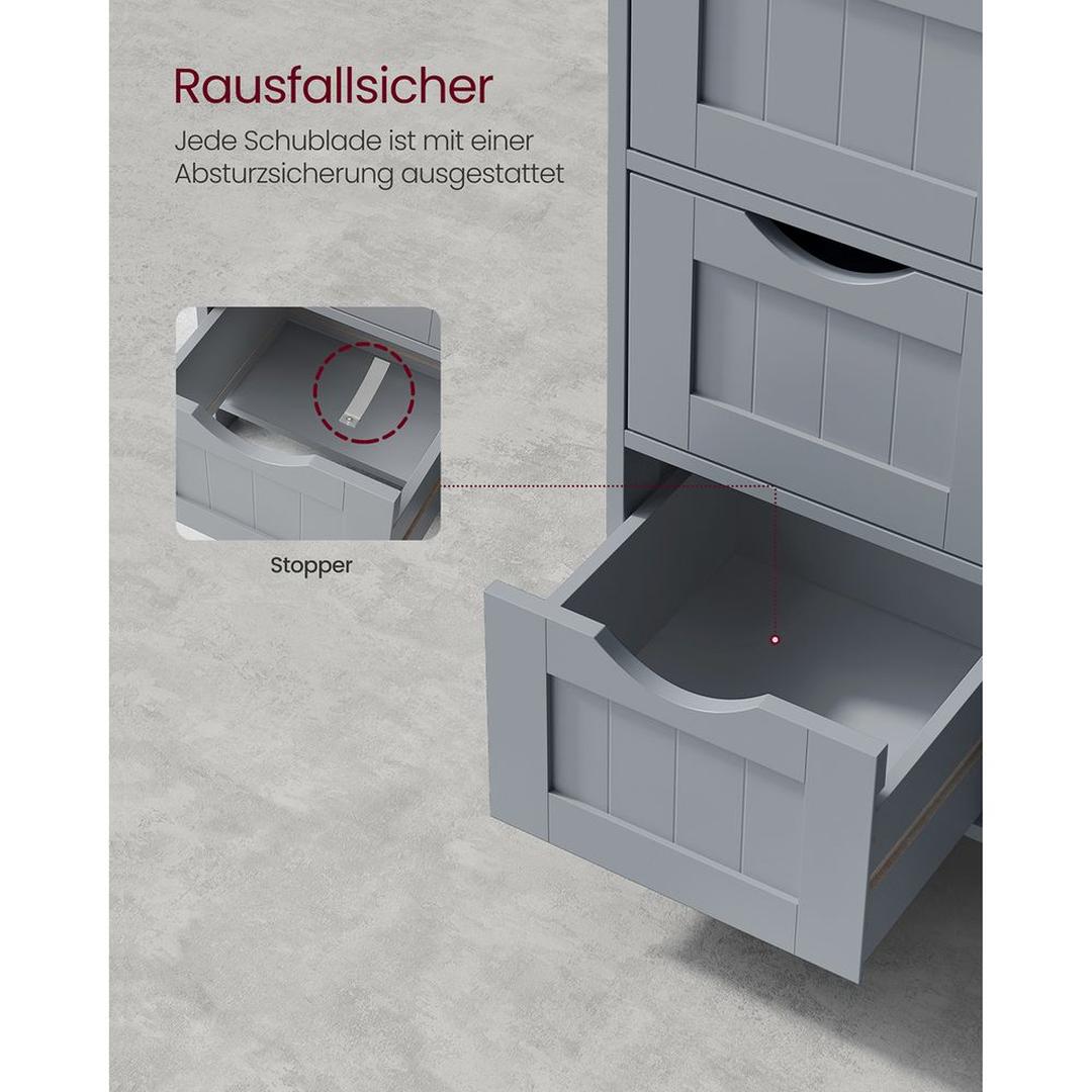 Badkamerkast – ladekast met deur en lades – hout – wit – 55×30×82 cm