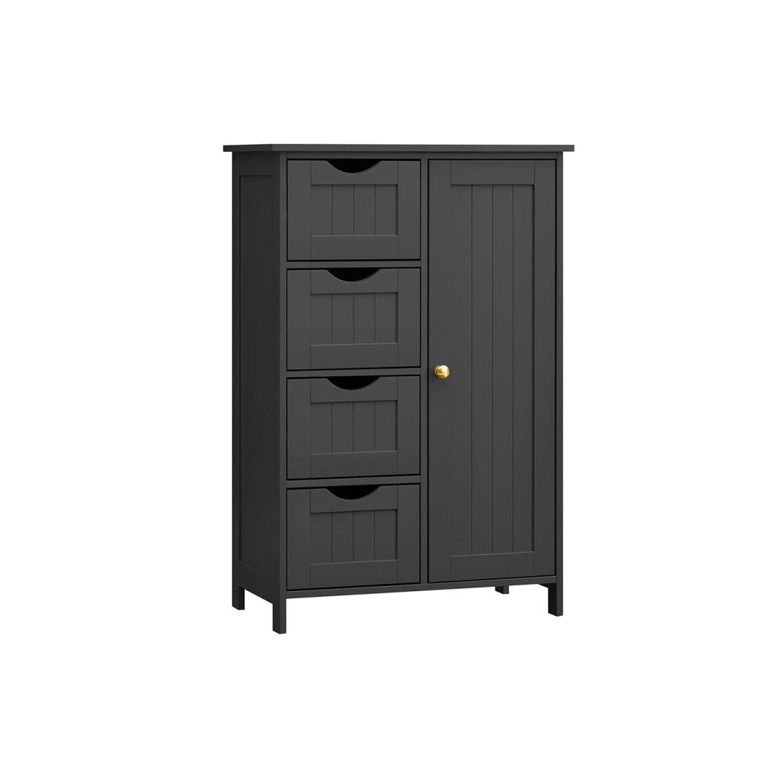 Badkamerkast – ladekast met deur en lades – hout – wit – 55×30×82 cm
