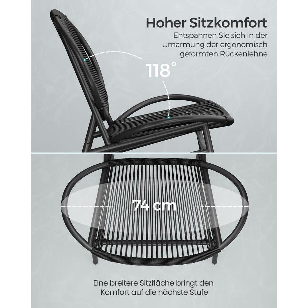 Tuin- en Balkonset – 3-delige Set met Tafel en 2 Stoelen – Geschikt voor Buiten en Balkon