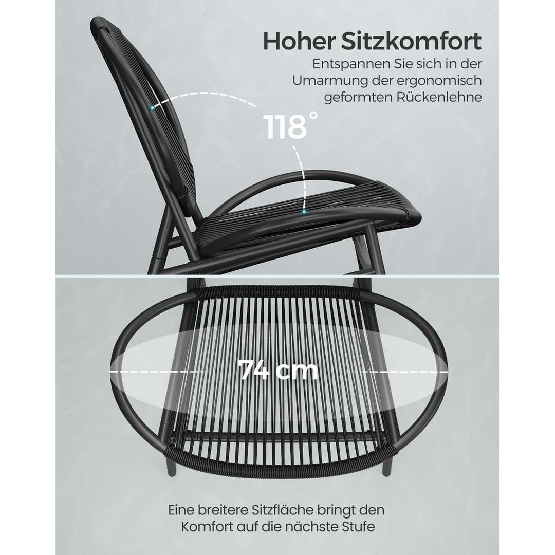 Balkonmeubelset set van 3 – met tafel en 2 stoelen, tuinset voor balkon en terras