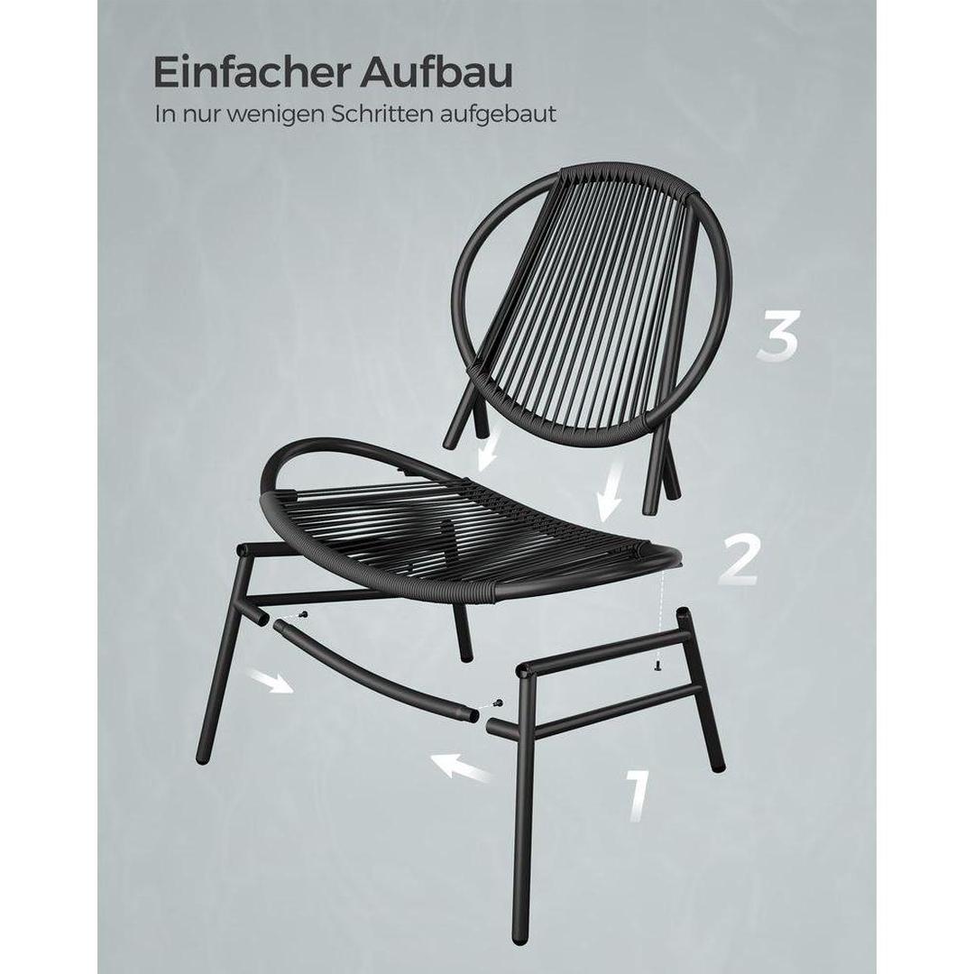 Tuin- en Balkonset – 3-delige Set met Tafel en 2 Stoelen – Geschikt voor Buiten en Balkon